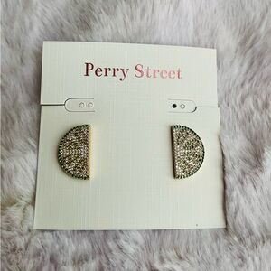 Perry Street Claire Statement Studs Lime Wedge Crystal Gold Tone Earrings New